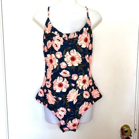 TORI PRAVER SIZE XL 12+ NAVY BLUE FLORAL ONE PIECE SWIM SUIT - Picture 3 of 12